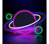 Neon Light Sign, Planet Space Neon Sign Batteria USB Neon Segno Luce Neon Segno Pianeta Lampada per Camera da Letto, Sala Giochi, Bar Festa Vivaio Camera dei Bambini