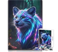 Neon Lion Forest Teenagers Puzzle da 1000 pezzi Gioco educativo di ragionamento e abilità Regalo premuroso ideale per tutti gli eventi Dimensioni 38x52cm