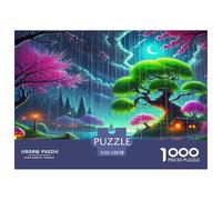 Neon Moonlit Rainscape Jigsaw Puzzle 1000 Pezzi Per Adulti,Iridescent Rainy Night Gioco Diabilità Impossibile Gioco Intellettivo Familiare Regali Di Festa 52x38cm/1000pcs