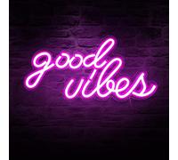 Neon Night Light,Good Vibes Neon Sign,Neon Light LED Wall Light,Acrilico Neon Sign,per la camera da letto,Camera dei bambini,Centro commerciale,Bar,Partito,Decorazione Nuziale (Rosa)