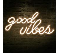 Neon Night Light,Good Vibes Neon Sign,Neon Light LED Wall Light,Acrilico Neon Sign,per la camera da letto,Camera dei bambini,Centro commerciale,Bar,Partito,Decorazione Nuziale (Bianco caldo)