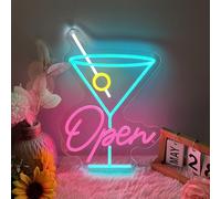 Neon OPEN LED - Segnale luminoso per decorazione da parete, appendere con lettera luminosa, uffici, negozi, casa, vetrine, insegne al neon LED con alimentazione USB, luce a LED, 28,6 x 40 cm