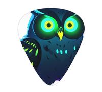 Neon Owl Nightvision - Set di 12 plettri per chitarra, sottili, medi e spessi, adatti per chitarra, basso, chitarra elettrica e ukulele