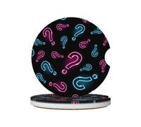 Neon Question Mark Seamless, Sottobicchieri per portabicchieri auto, confezione da 2, sottobicchieri in ceramica assorbente con base antiscivolo in sughero.