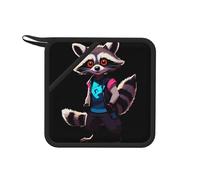 Neon Raccoon Hack 1 pz resistente al calore Pot mat - 18 cm quadrato isolante, adatto per cucinare, cuocere, pentole calde, ecc.