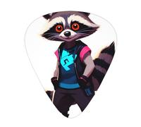 Neon Raccoon Hack - Set di 12 plettri per chitarra, sottili, medi e spessi, adatti per chitarra, basso, chitarra elettrica e ukulele