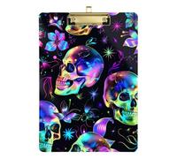 Neon Rainbow Color Teschio e Fiori Gothic Fantasy Style A4 Appunti Decorativo Trasparente per Classe 5th Grade Essenziale per Insegnanti Dimensioni 9 x 12