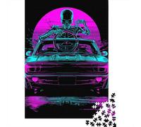 Neon Retro Muscle Car Art Print Puzzle Impossible 1000Pcs Decorazione Per La Casa. Rilassamento E Intelligence Per Adulti E Ragazzi Da 14 Anni 38x26cm/1000pcs