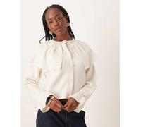 Neon Rose - Cardigan a maniche lunghe color crema con dettaglio a mantella-Bianco L