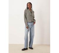 Neon Rose - Cardigan a righe giallo latticello e navy con laccio-Blu navy XS