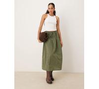 Neon Rose - Gonna al polpaccio a balze verde a quadri-Neutro M