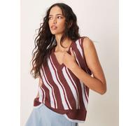 Neon Rose - Maglione senza maniche con motivo a righe diagonali multicolore M