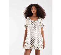 Neon Rose - Vestito grembiule beige a pois-Neutro XL