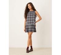 Neon Rose - Vestito scamiciato blu a quadri scozzesi M