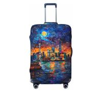 Neon Shanghai Cityscape Night Travel bagagli Covers - Elasticità Valigie Coperture Protector per bagagli 45-81 cm, Nero , L