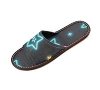 Neon Stelle Colorate Bagno Pantofole Indoor Outdoor Riutilizzabile Carino su misura Open Toe Slide Slipper per Viaggi Aereo Hotel zapatos casuales para mujer, Stelle colorate al neon, 36/37 EU