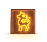 Neon Telaio IN Legno LED Cervo Bianco Caldo, 5V USB/3xAA,FLNW01 FOREVER Luce