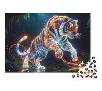 neon tigre giungla Rompicapo 1000 Pezzi In Colori Brillanti,Un Set Di Puzzle A Rompicapo Per Gioco Familiare Divertente E Impegnativo,Ideale Per Per Decorazioni Murali E Regali,Per Rilassarsi,Stim