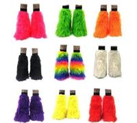 Neon UV Rosa Nero Viola Pelosi Soffici Scaldamuscoli Pelo Copristivali Halloween