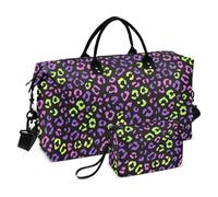Neon Viola Rosa Leopardo Modello Decorativo Grande Borsa Da Viaggio Sport Duffel Borse con Toiletry Bag per Allenamento Grande Capacità bolso de para Mujer