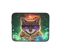 Neon Wolf con occhiali da sole verde custodia per computer portatile notebook borsa per tablet borsa per il trasporto per lavoro 10 pollici
