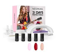 NÉONAIL 21 Days Starter Set - Smalto Semipermanente Unghie - Kit Semipermanente Unghie - Gel Unghie - Kit Unghie - Smalto Unghie - Set Unghie - Base e Top Coat - Lampada UV - Luce UV - Smalti - Colori
