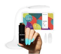 NÉONAIL Flexi Tips Set - Extension Unghie con 300 Capsule Invisibili Ovali, Lampada LED e Base Flexi Tips - Unghie in Gel dall’Aspetto Naturale in 20 Minuti