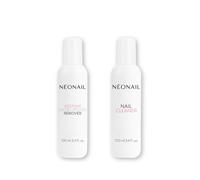 NÉONAIL Set Cura delle Unghie - Nail Cleaner 100 ml & UV Gel Polish Remover Acetone 100 ml - Sgrassante e Solvente per Smalti Semipermanenti Gel e Acrilico - Pulitore per Unghie