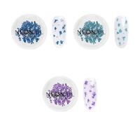NEONAIL Set di Fiori Secchi Decorativi - Nail Art - Decorazioni Unghie - Fiori Essiccati - Decorazioni per Unghie - Accessori Unghie - 3 colori - Navy, Violet, Turquoise