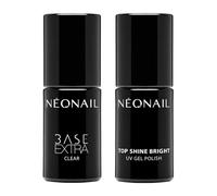 NÉONAIL Shiny Nails Set - Base Extra Soft 7,2 ml & Top Shine Bright 7,2 ml - Smalto Semipermanente Unghie - Base Coat - Top Coat - Nail Polish - Smalto Unghie