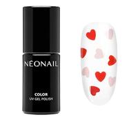 NÉONAIL Smalto Semipermanente Unghie 7,2 ml - Trasparente con Cuori Rosa-Rosso - Never-Ending Love - Smalti Gel Per Unghie UV LED - Nail Polish - NÉONAIL Colori - Smalto Unghie