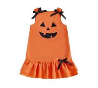 Neonata Vestiti Della Bambina Zucca Ricamo Bretella Gonna Set Vestito Complessivo Carino Halloween Party Outfit, Arancione, 18 mesi