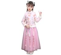 Neonati bambini bambini fata foderato cappotto caldo giacca top per il capodanno cinese principessa tulle gonne ricamo tang vestito prestazioni costumi tuta da balletto con ragazze manica corta,