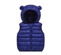 Neonati e Bambini Smanicato Gilet Piumino 100 Grammi con Cappuccio Giacca Invernale per Bambini con Cerniera Giubbotto Primaverile Bambino Piumino con Cappuccio Bambina (Navy-B, 18-24 Months)