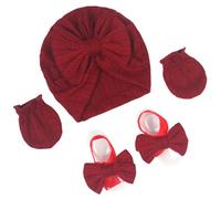 Neonato Copricapo Ospedale Nursery Cappello Guanti Piede Bowknot Morbido Cofano Berretti Turbante Per Bambino Infantile Del Bambino Guanti Set
