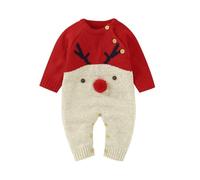 Neonato Ragazze Ragazzi Natale Vestito Manica Lunga Maglia Pagliaccetto Tuta Renna Stampa Costume di Natale Ragazza Pacchetto Vestiti Ragazze Fratelli Vestito, a, 18-24 Mesi