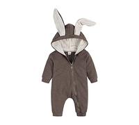 Neonato Ragazzi Ragazze Pagliaccetto Cotone Simpatico Coniglietto Maniche Lunghe Cerniera Felpa Con Cappuccio Tuta Pigiama Infantile Tuta Outwear Marrone 66 3-6 Mesi