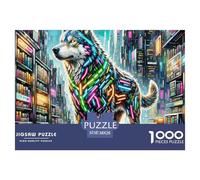 NeonBattleWolf 1000 Pezzi Puzzle Magic Fantasy Da 14 Anni E Più Qualità Premium Multicolore Sfida Mentale Regalo 38x26cm/1000pcs