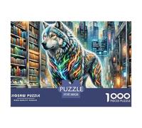 NeonBattleWolf 1000 Pezzi Puzzle Magic Fantasy Per Famiglie Dettagli Nitidi Collection Sfida Mentale Relax 38x26cm/1000pcs
