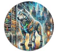 NeonBattleWolf 1000 Pezzi Puzzles Magic Fantasy Forma Rotonda Puzzle Per Lei O Lui Giochi Da Tavolo Arte Ecofriendly 1000pcs (67.5x67.5cm)