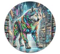 NeonBattleWolf 1000 Pezzi Puzzles Magic Fantasy Forma Rotonda Puzzle Per Lei O Lui Regalo Arte Ecofriendly 1000pcs (67.5x67.5cm)