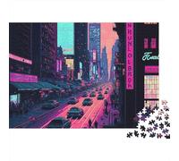 NeonCityScena notturna Puzzle 1000 Pezzi In Colori Brillanti,Un Classico Puzzle A Pezzi Per Enigma Di Abilità Logica,Attività in Famiglia,Regalo Per L'inaugurazione Di Casa Puzzle 70x50cm/1