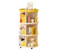 NEONMAN Libreria Girevole Libreria Rotante 360 Gradi Libreria Verticale Scaffale Girevole A 360° Librerie Da Terra Libreria Decorativa Girevole Scaffale Per Libreria Da Terra(Giallo,3layers-46x46x92cm