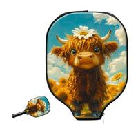 Neoprene Paddle Cover Calf With Flower On Head pickleball Paddle Cover | Impermeabile antigraffio Custodia per racchetta da pickleball Per uomini e donne sport Fits Most Rackets