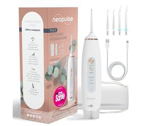 NEOPULSE® My First Jet Dentale Ultra-Compact - Idropulsore 2 in 1-4 cannule, 6 pressioni regolabili, 165 ml serbatoio rimovibile - elimina la placca dentale, pulisce i dispositivi ortodontici - bianco