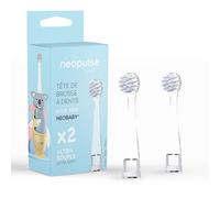 NEOPULSE® - Set di 2 ricariche Testine di spazzola bianche in nylon ultra morbide - Spazzolino da denti elettrico sonico bambino NEOBABY® - Da 0 a 3 anni - Dal primo dente adatto alla morfologia dei