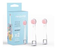 NEOPULSE® - Set di 2 ricariche Testine per spazzolino rosa in nylon ultra morbide - Spazzolino da denti elettrico sonico bambino NEOBABY® - Da 0 a 3 anni - Dal primo dente - Adatto alla morfologia dei