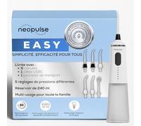 NEOPULSE® - Spray dentale EASY® - Idropulsore 4 in 1 - Elimina la placca dentale, pulisce impianti, dispositivi dentali e linguaggio - 6 cannule, 5 livelli di pressione - Marchio francese - bianco