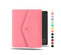 NEORAH - B6 Notebook Sleeve con chiusura a busta + Dotgrid JOURNAL | Custodia in ecopelle + passante per penna | Segnalibri | Tasca anteriore e posteriore | 6 scomparti per carte - ROSA