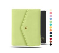 NEORAH - Custodia per notebook B6 con chiusura a busta + diario Dotgrid | Custodia in ecopelle + passante per penna | Segnalibri | Tasca anteriore e posteriore | 6 scomparti per carte - Verde chiaro